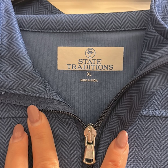 Men’s blue quarter zip pull over with red Mississippi logo XL - Picture 3 of 5